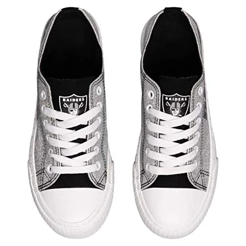 FOCO Las Vegas Raiders NFL Womens Glitter Low Top Canvas Shoes - 9