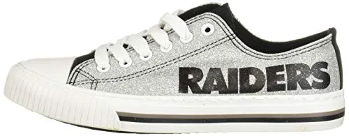 FOCO Las Vegas Raiders NFL Womens Glitter Low Top Canvas Shoes - 9