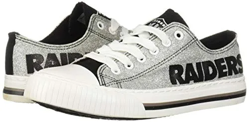 FOCO Las Vegas Raiders NFL Womens Glitter Low Top Canvas Shoes - 9