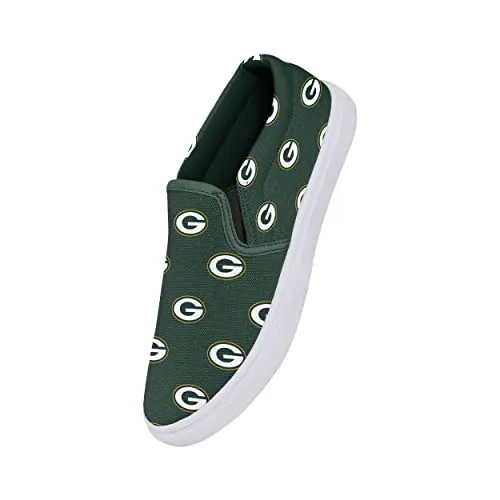 FOCO Women's NFL Ladies Repeat Logo Slip On Canvas Shoes, Team Color, 8