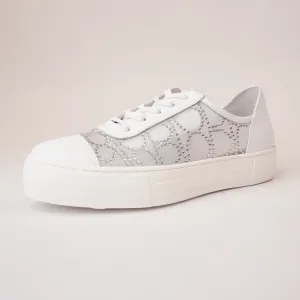 Fresno White Leather Mesh Sneakers