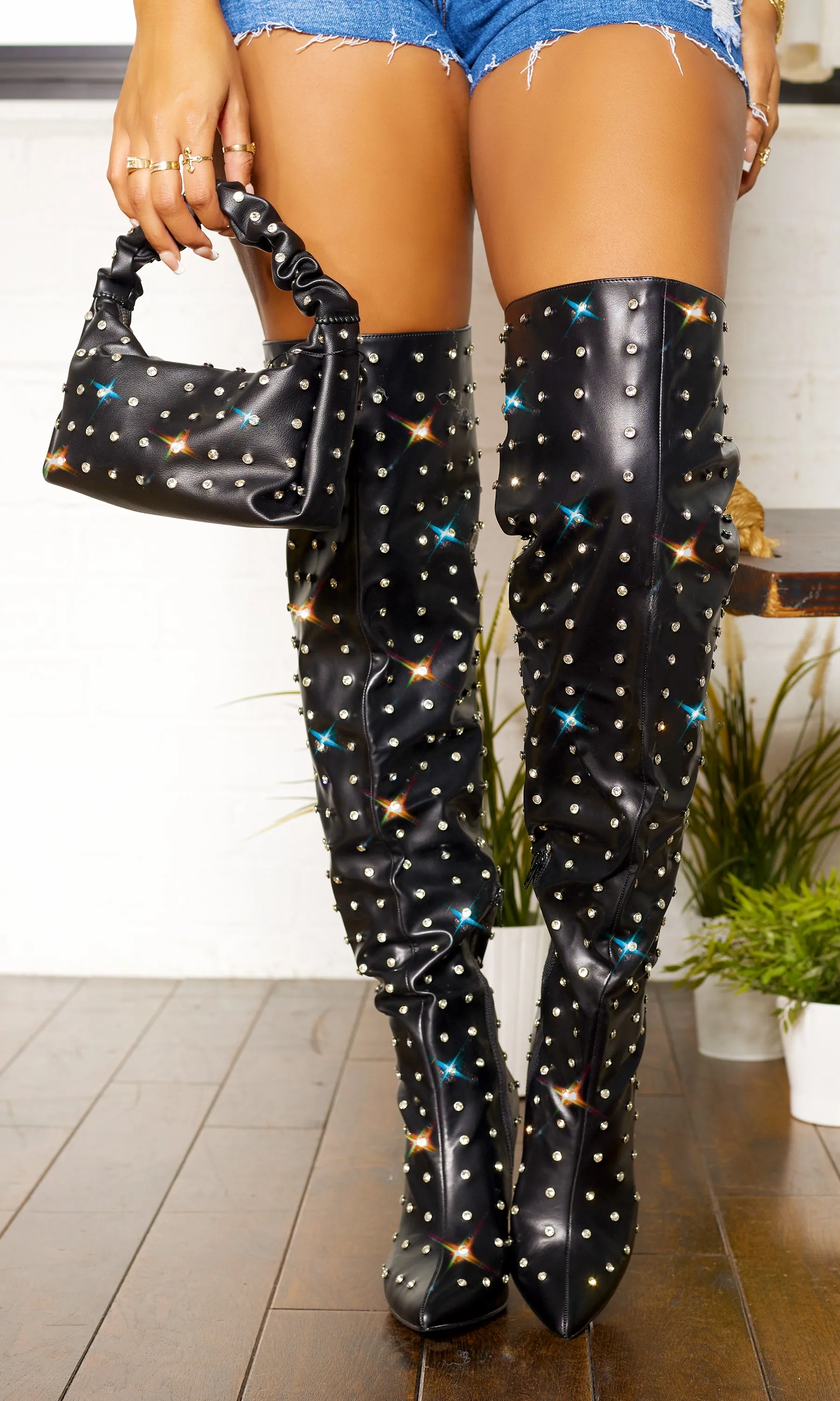 Girl's BFF | Studded Thigh High Boots - Black FINAL SALE