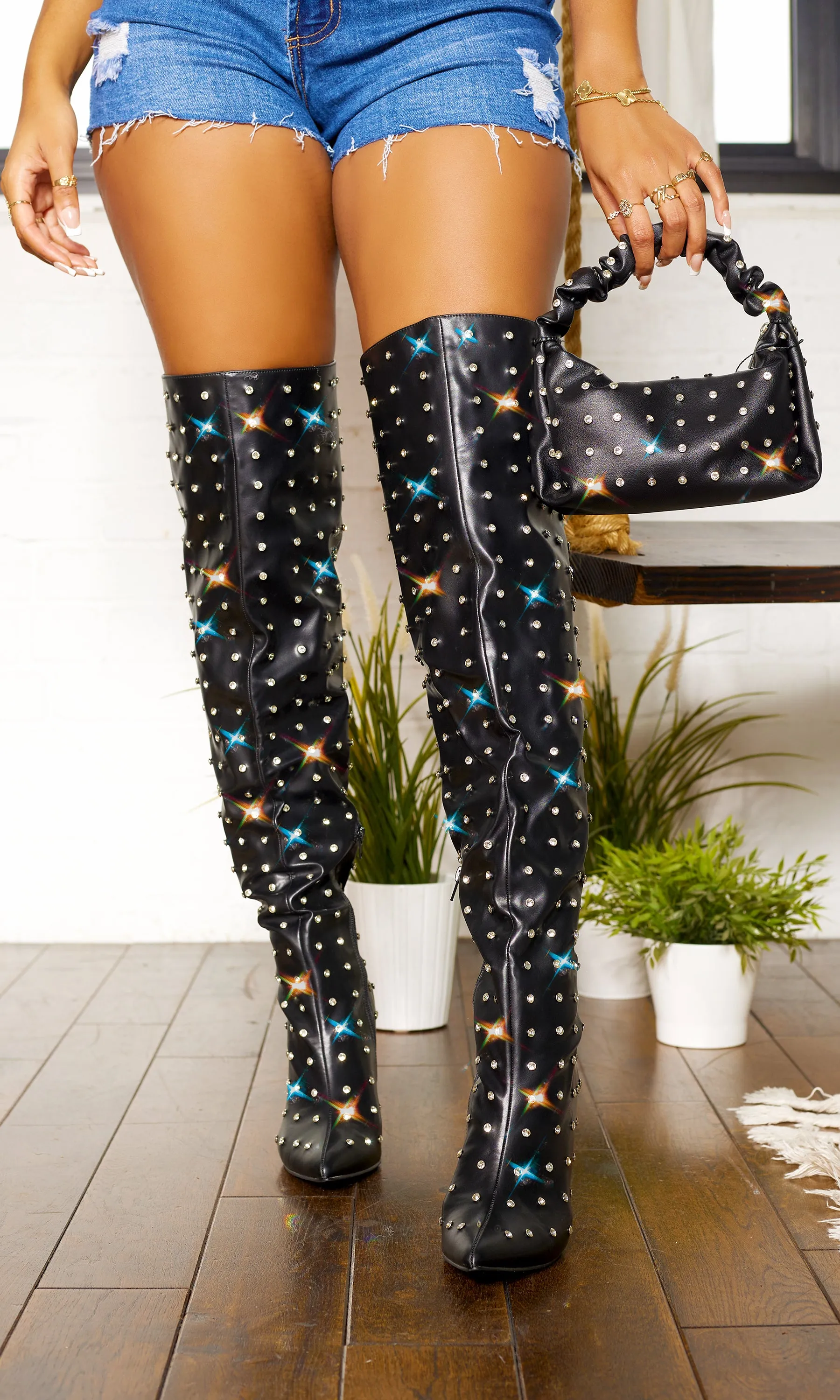 Girl's BFF | Studded Thigh High Boots - Black FINAL SALE