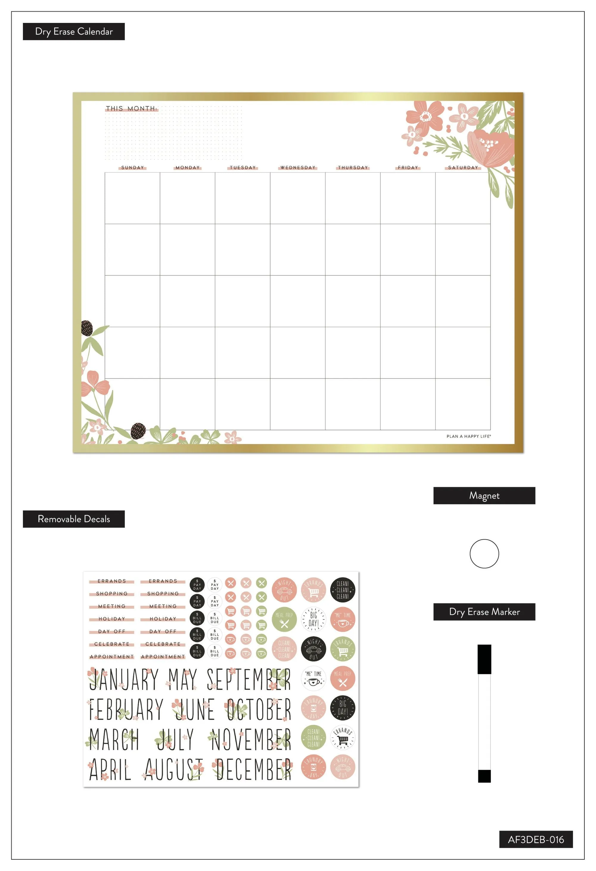 Happy Florals Dry Erase Board