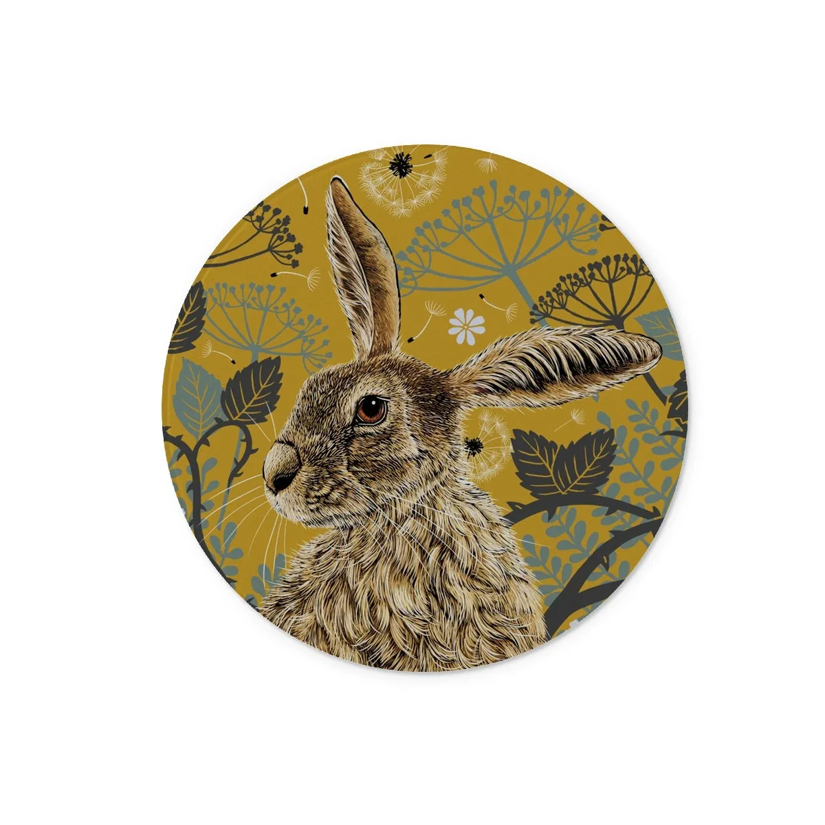 Hare Glass Chopping Board | Mustard