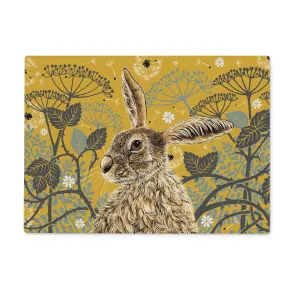 Hare Glass Chopping Board | Mustard