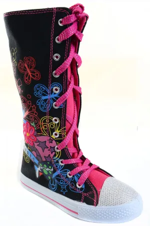 Hearts Butterflies Bling Girls Knee High Sneaker Boots Kids Fourever Funky