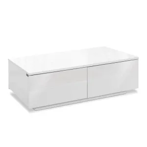 High Gloss Modern Coffee Table 4 Storage Drawers Living Room Furniture White