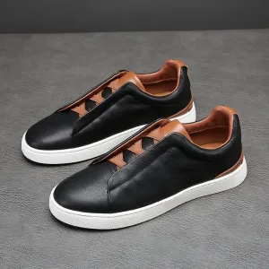 Hnzxzm Men Casual Shoes genuine leather Handmade Lace-up Flat Shoes Men Black office Work Shoe Business Casual Sneakers Men Shoes