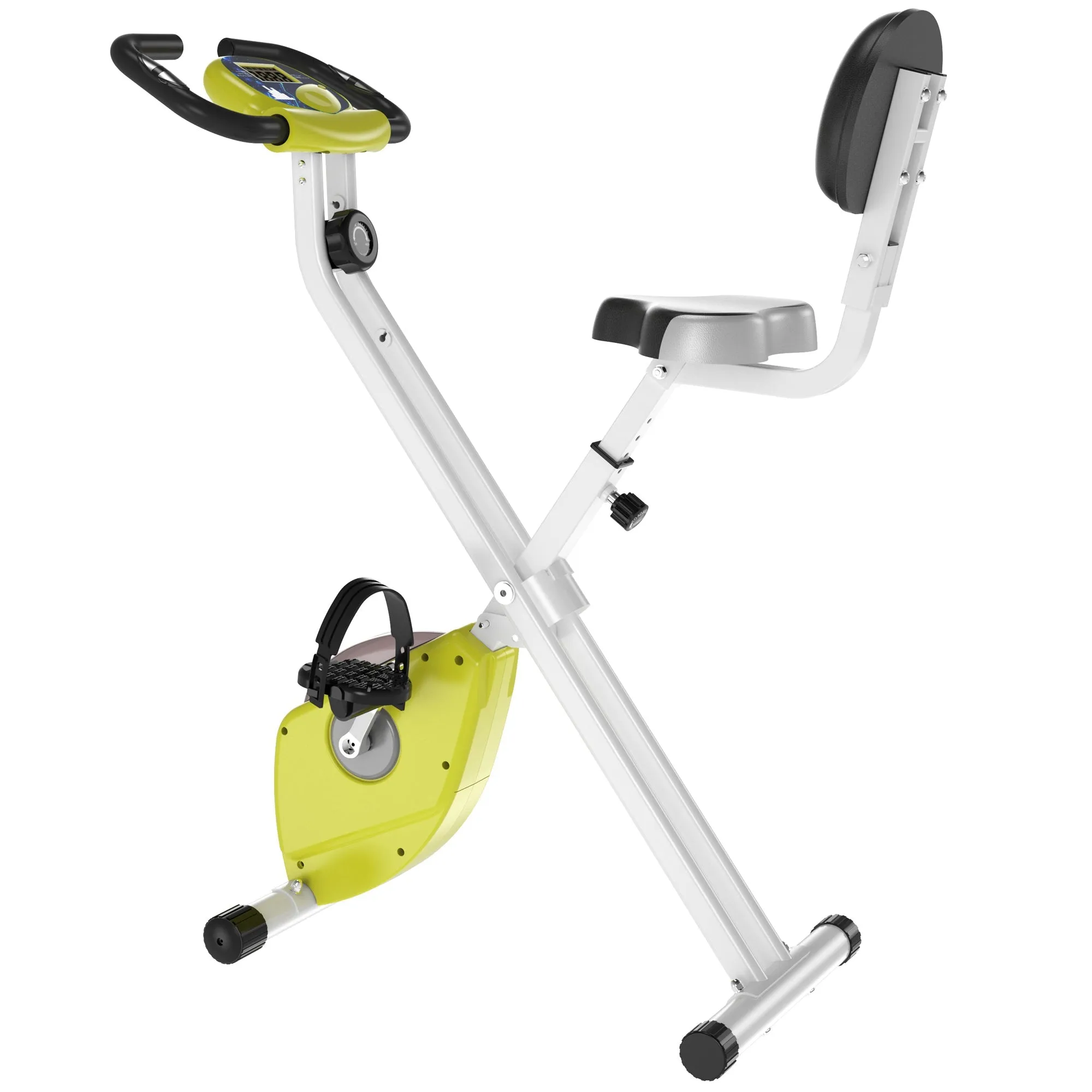 Homcom Steel Manual Stationary Bike Resistance Exercise Bike w/ LCD Monitor Yellow