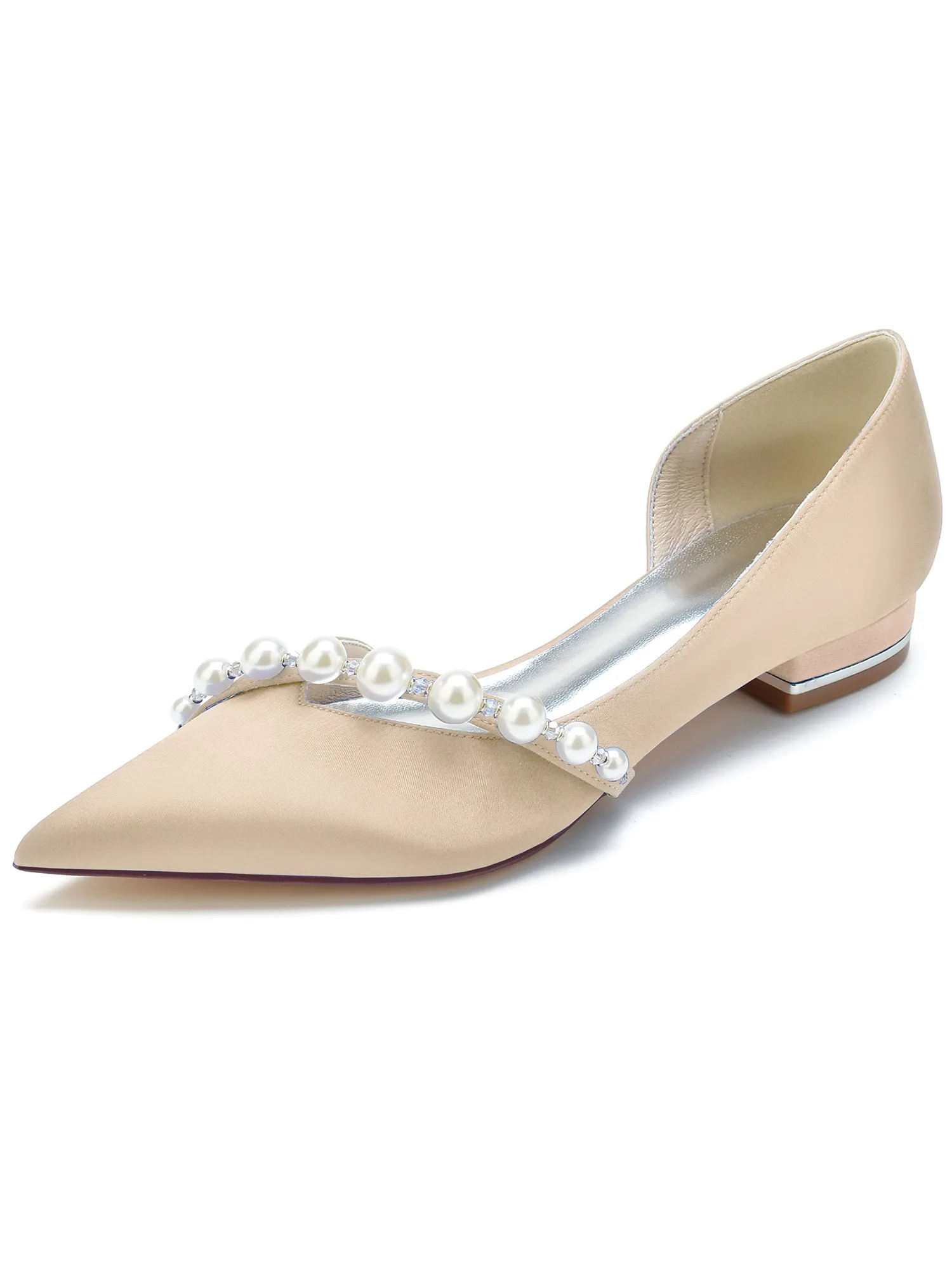 Imitation Pearl Pointed Toe Chunky Mules