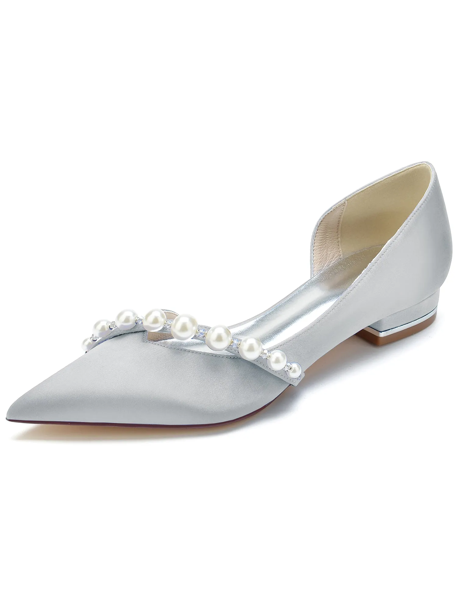 Imitation Pearl Pointed Toe Chunky Mules