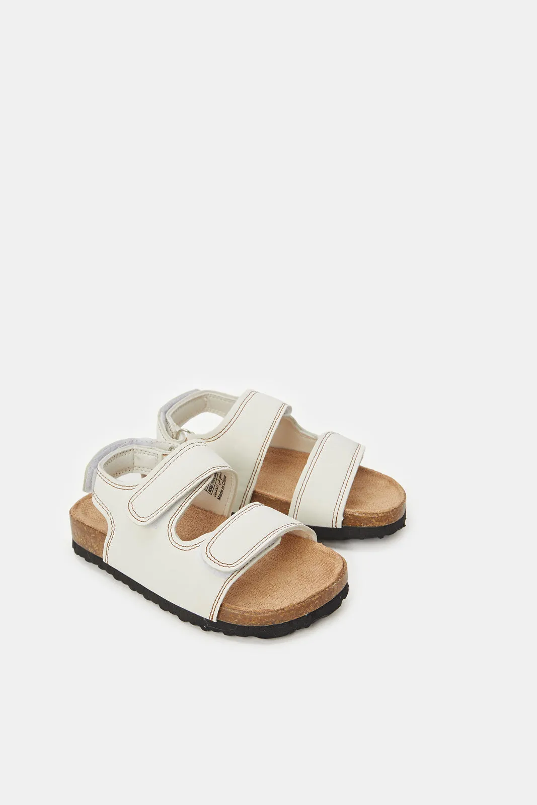 Infant Boys Cream Velcro Strap Sandal