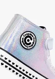 Irridescent silver hitop sneaker