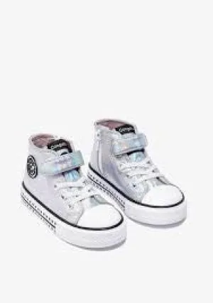 Irridescent silver hitop sneaker