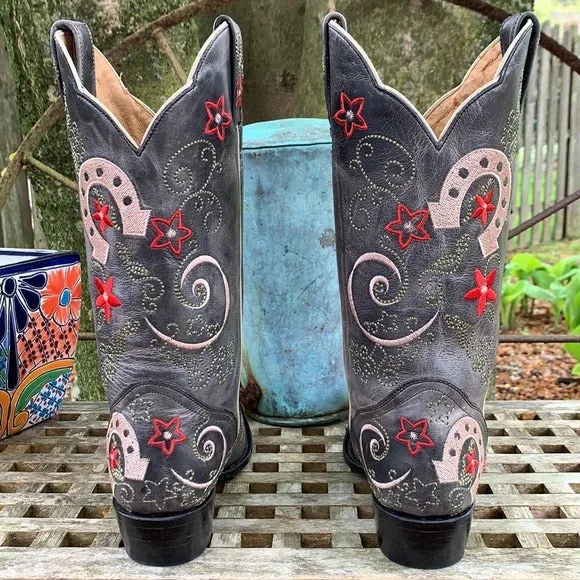 J.B. Dillon Lucky Horseshoe Cowgirl Cowboy Western Boots