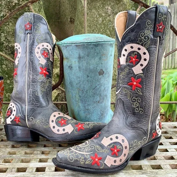 J.B. Dillon Lucky Horseshoe Cowgirl Cowboy Western Boots