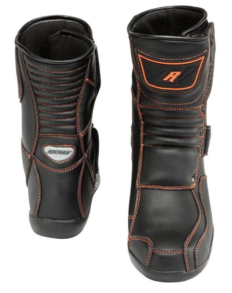 Joe Rocket Mens Leather Black and Orange Mercury  Motorcycle Boots