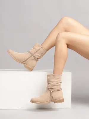 Khaki Suede High-End-Fashion Stylish Ankle Boots (TC-RS3690-KHA)