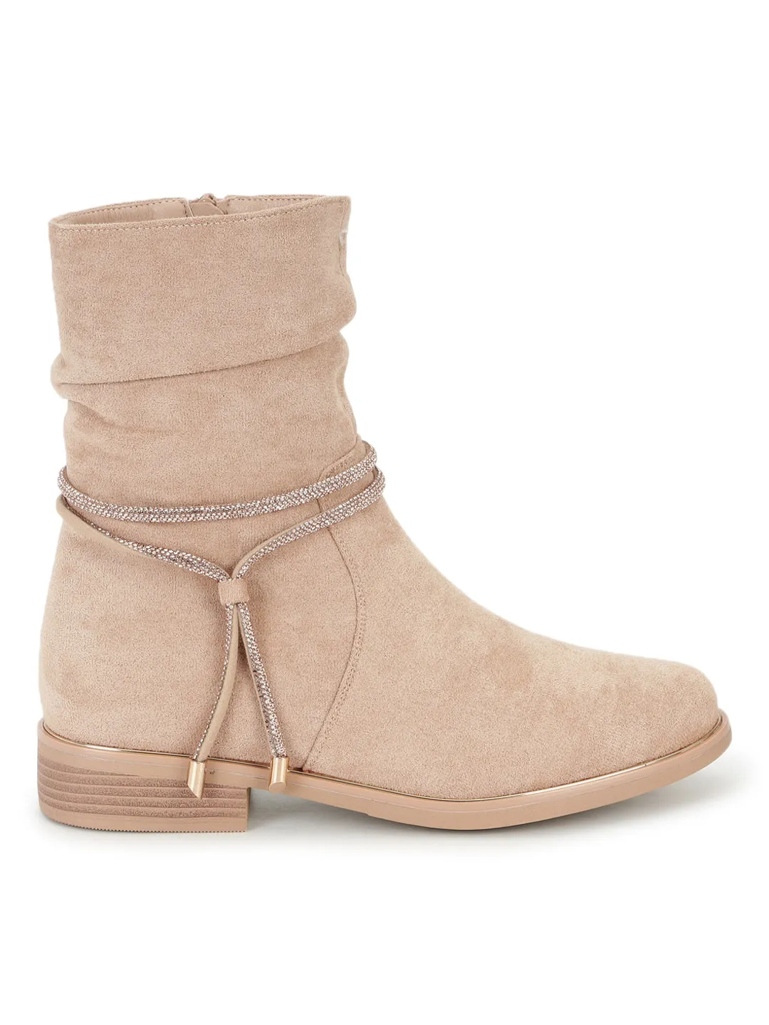 Khaki Suede High-End-Fashion Stylish Ankle Boots (TC-RS3690-KHA)