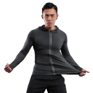 Large Size Men Run Jackets Fitness Sports Coat Soccer Football Training Gym corset hooded Breathable Quick Dry Reflective zipper