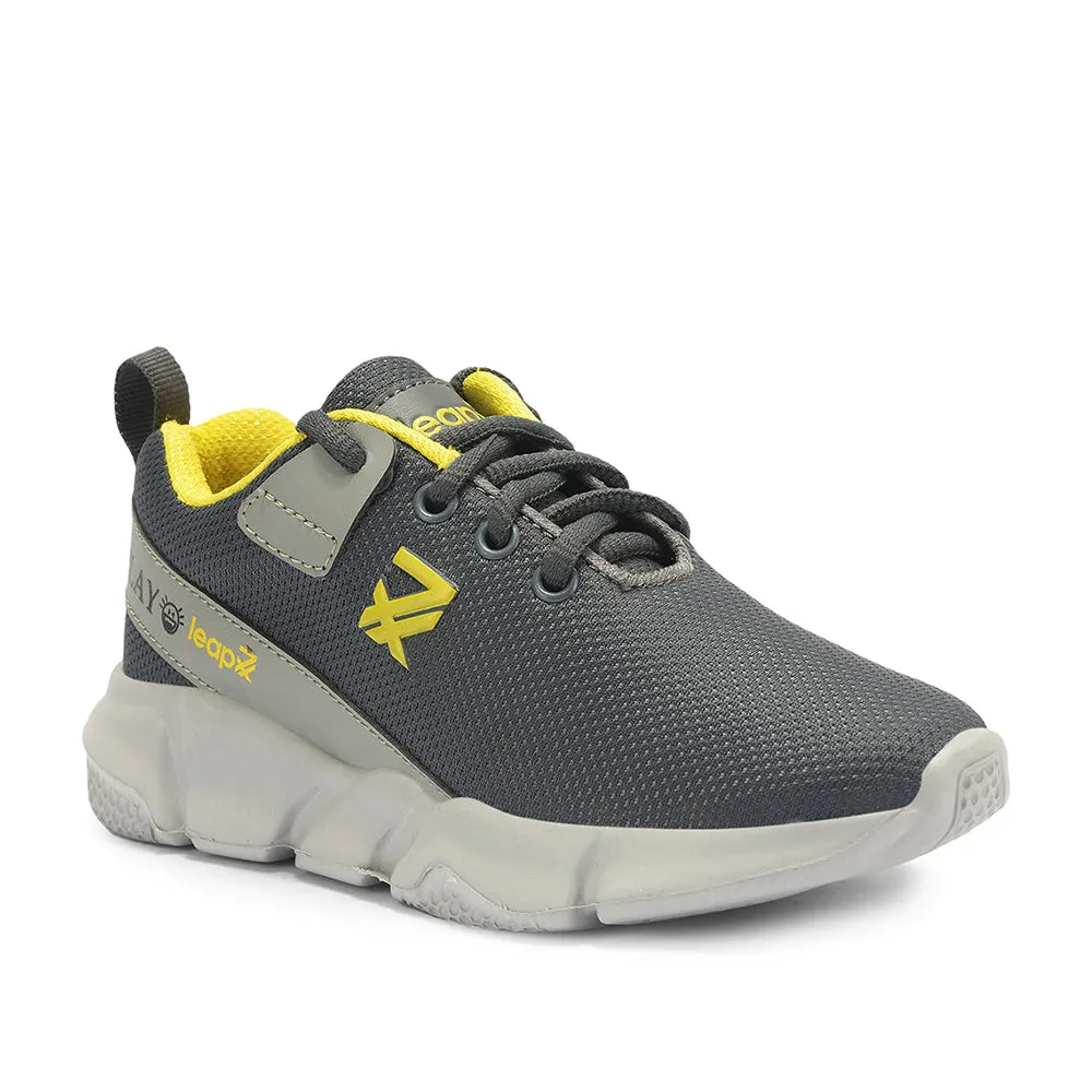 Leap7x By Liberty Kids POLAR-71E Grey Sports Lacing Shoes