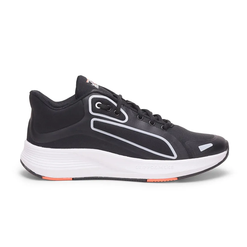 Leap7x Sports Black Lacing Running Shoes For Men GRIPPER-1E By Liberty