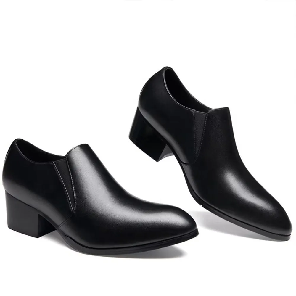 LeatherLux Pointed Toe Chic Slip-on Dress Shoes