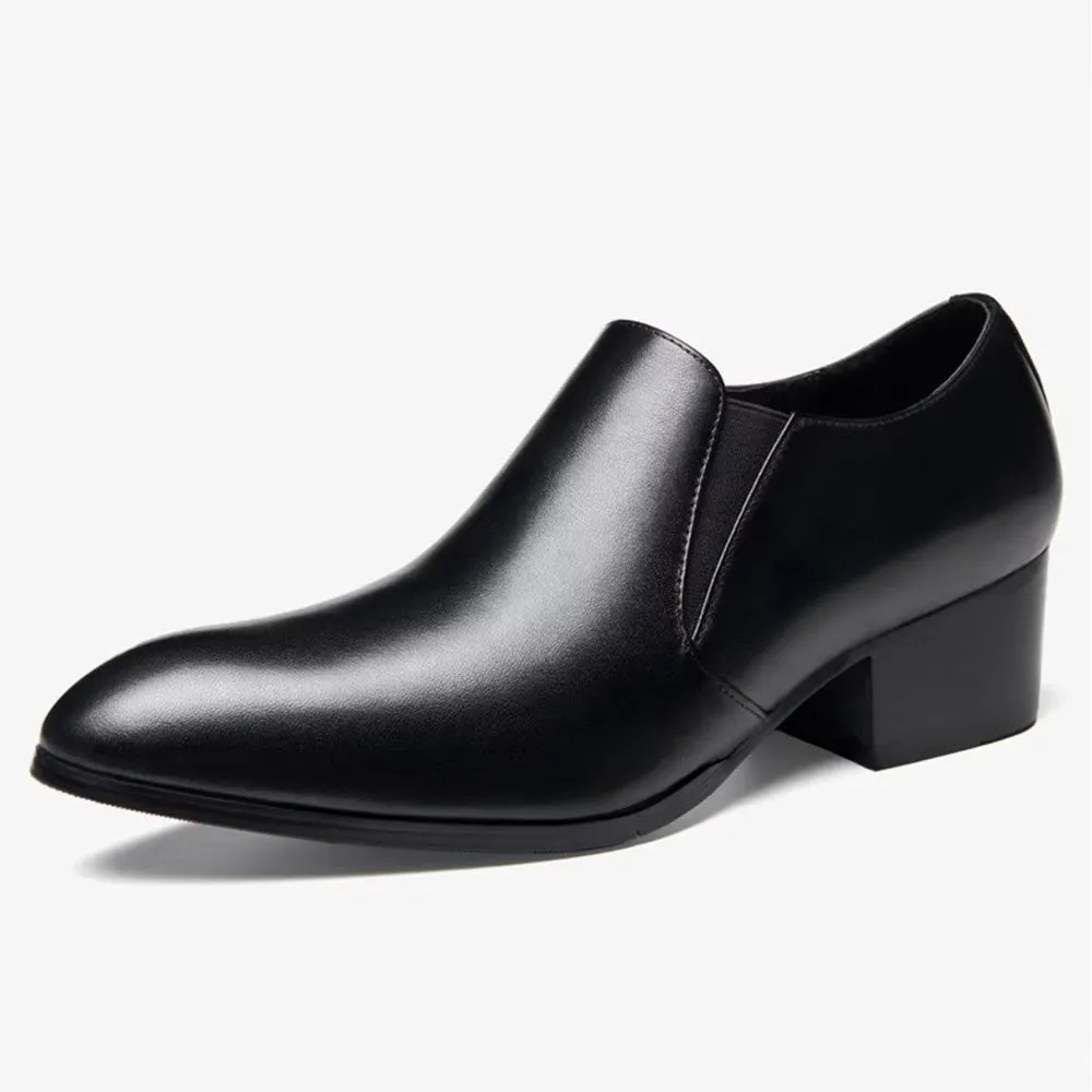 LeatherLux Pointed Toe Chic Slip-on Dress Shoes