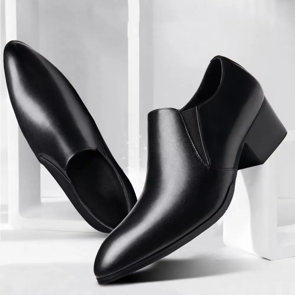 LeatherLux Pointed Toe Chic Slip-on Dress Shoes