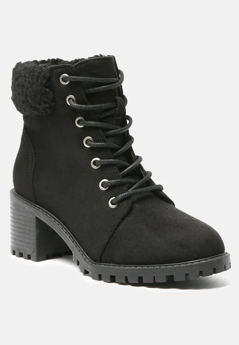 Leonna Cushion Collared Lace-Up Boots