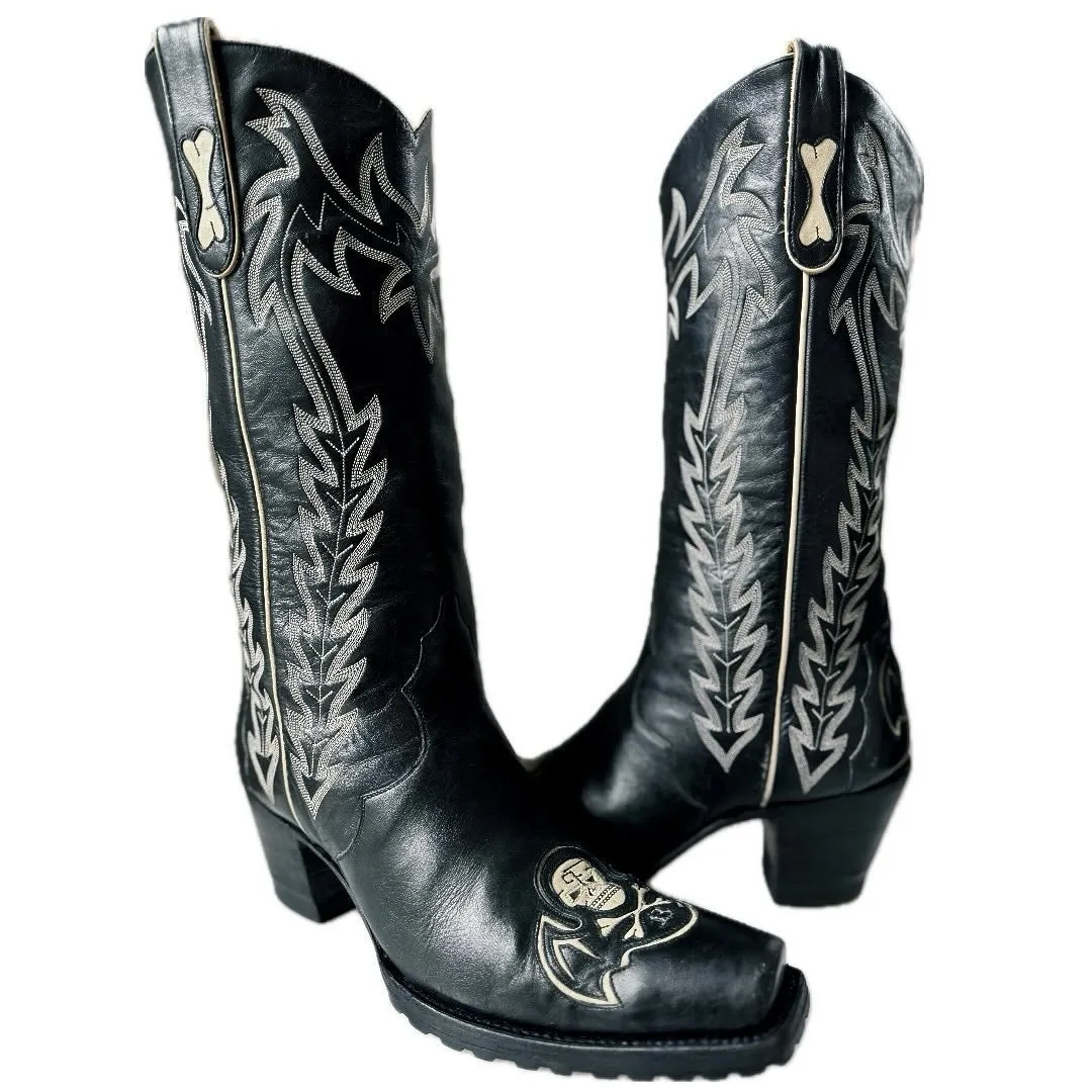 LIBERTY BOOT CO. Killaz Skull Crossbones Womens Cowboy Boots