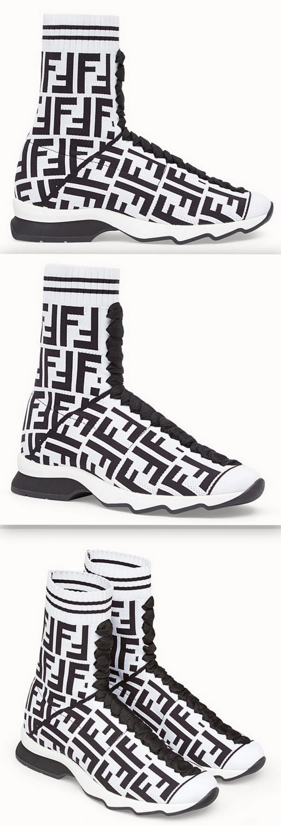 Logo Fabric Sneaker Boots, White