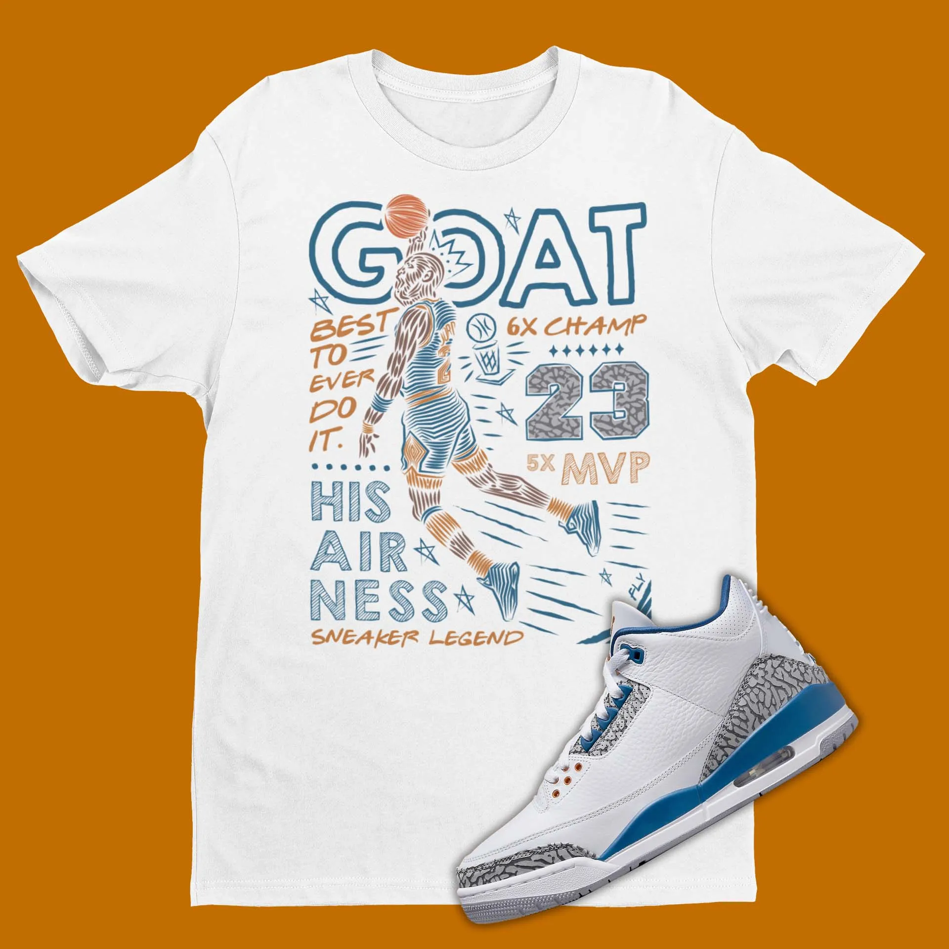 Matching Shirt to Goat Air Jordan 3 Wizards Matching Shirt