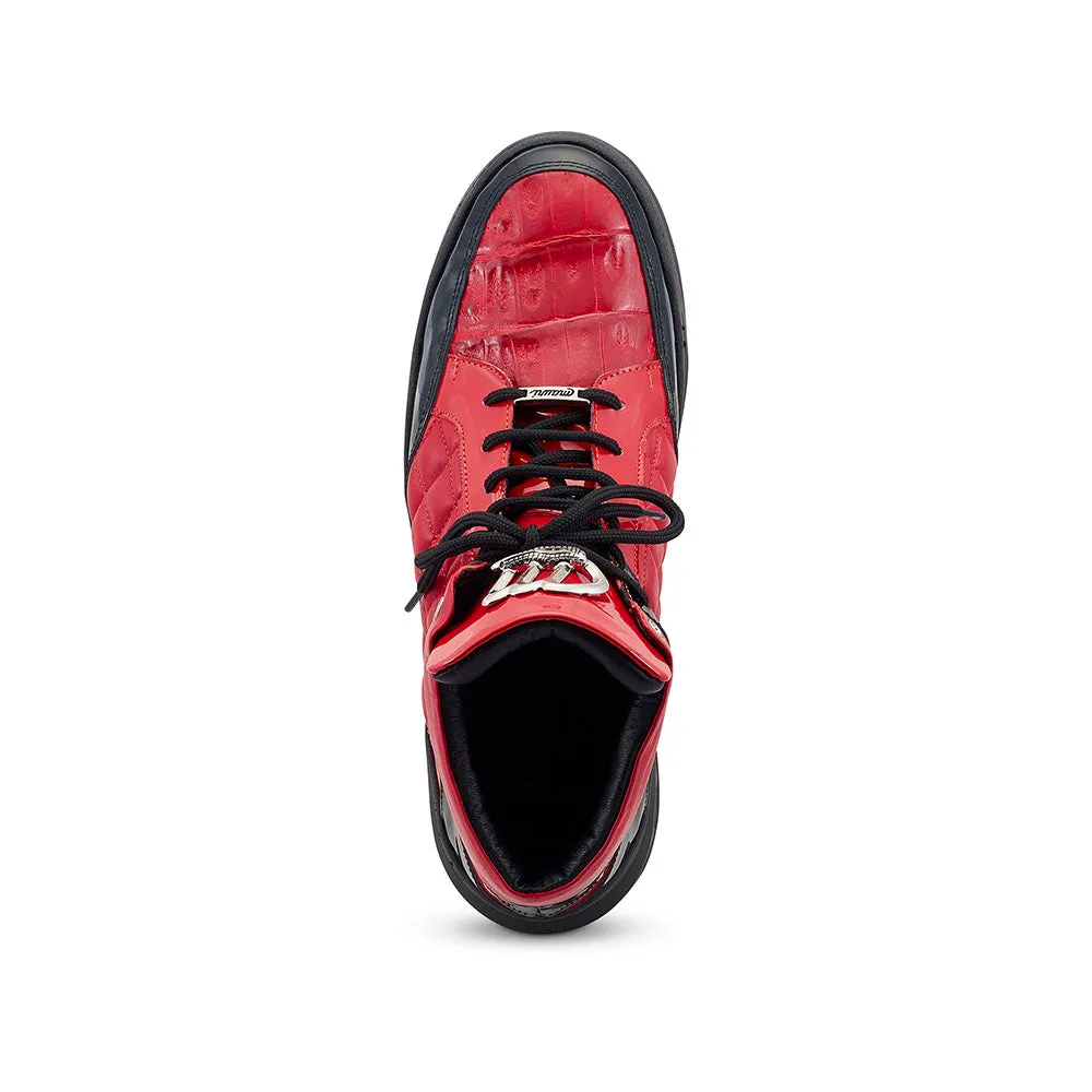 Mauri 8499 Patent / Calfskin / Baby Crocodile Sneakers Black / Red