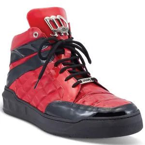 Mauri 8499 Patent / Calfskin / Baby Crocodile Sneakers Black / Red