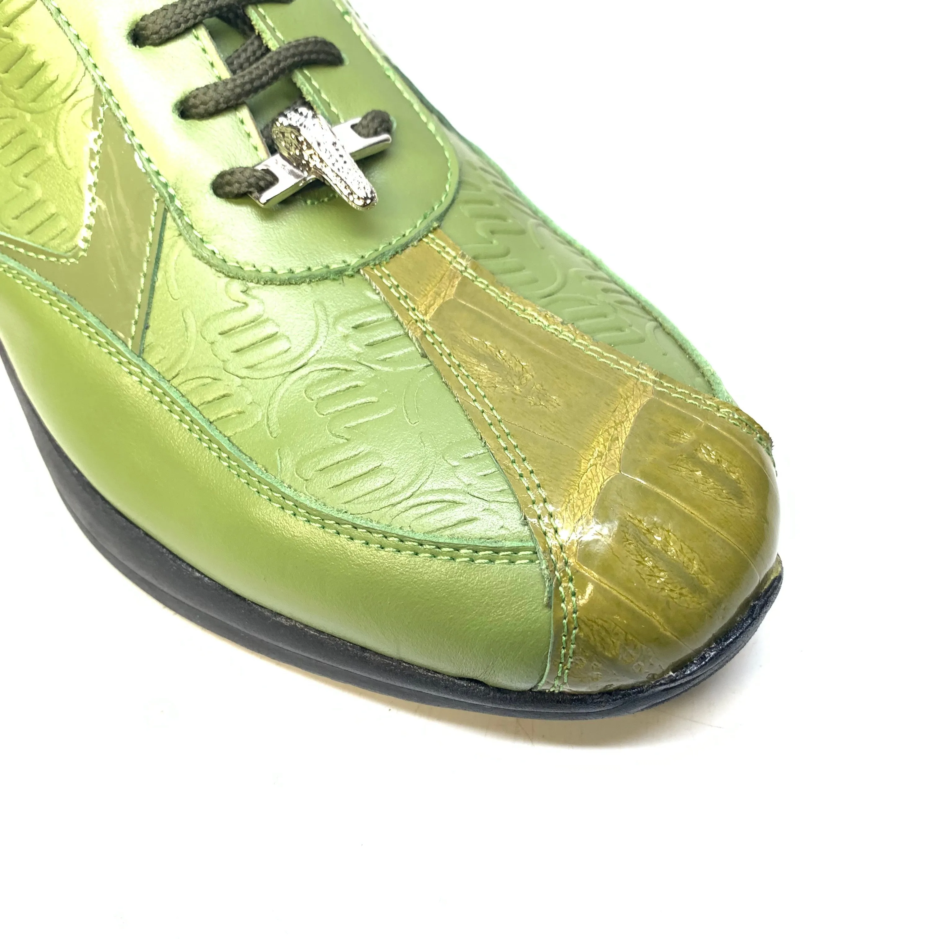 Mauri M770 Green Crocodile Nappa Leather Sneakers