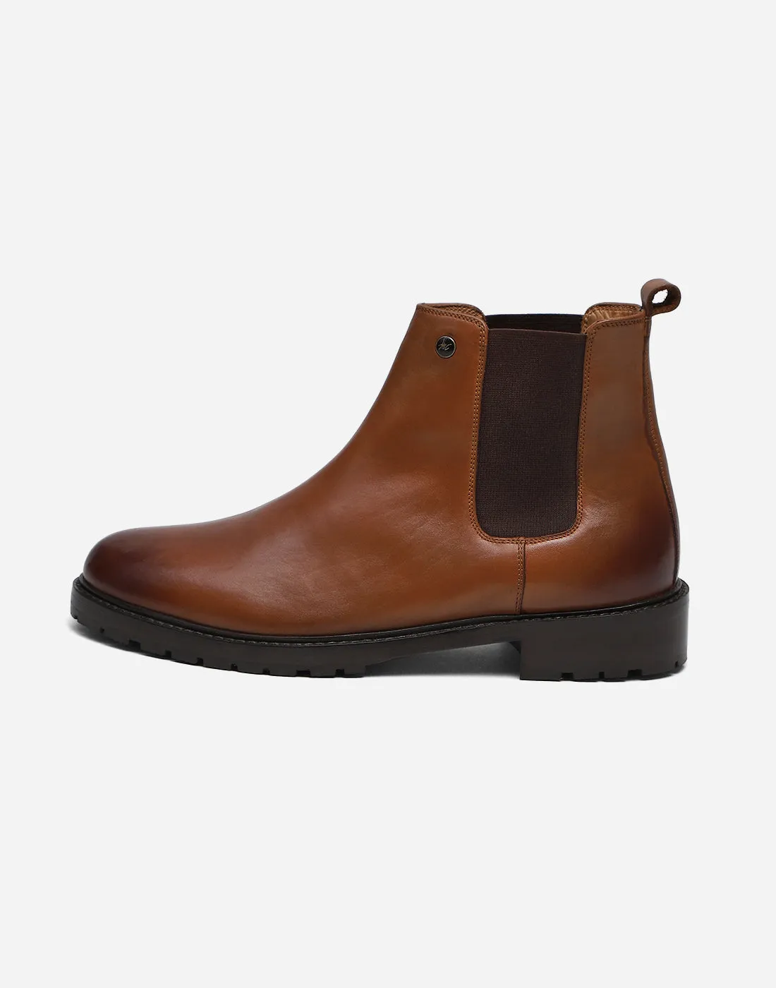 Men Tan Slip on Genuine Leather Chelsea Boots