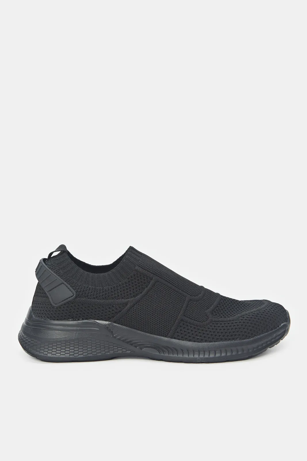 Men Triple Black Knit Slip Ons