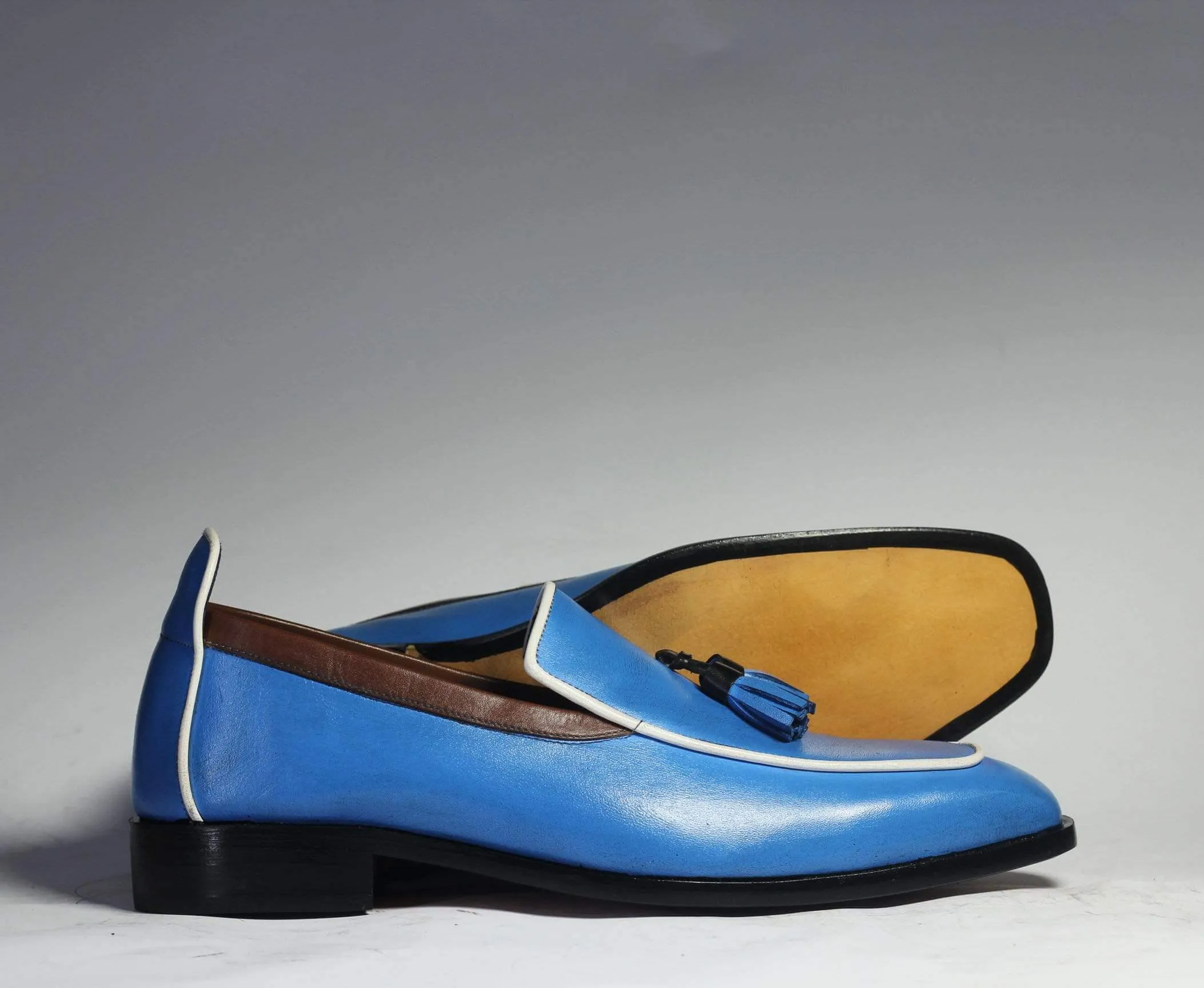 Men's Blue Tussles Leather Loafers shoe