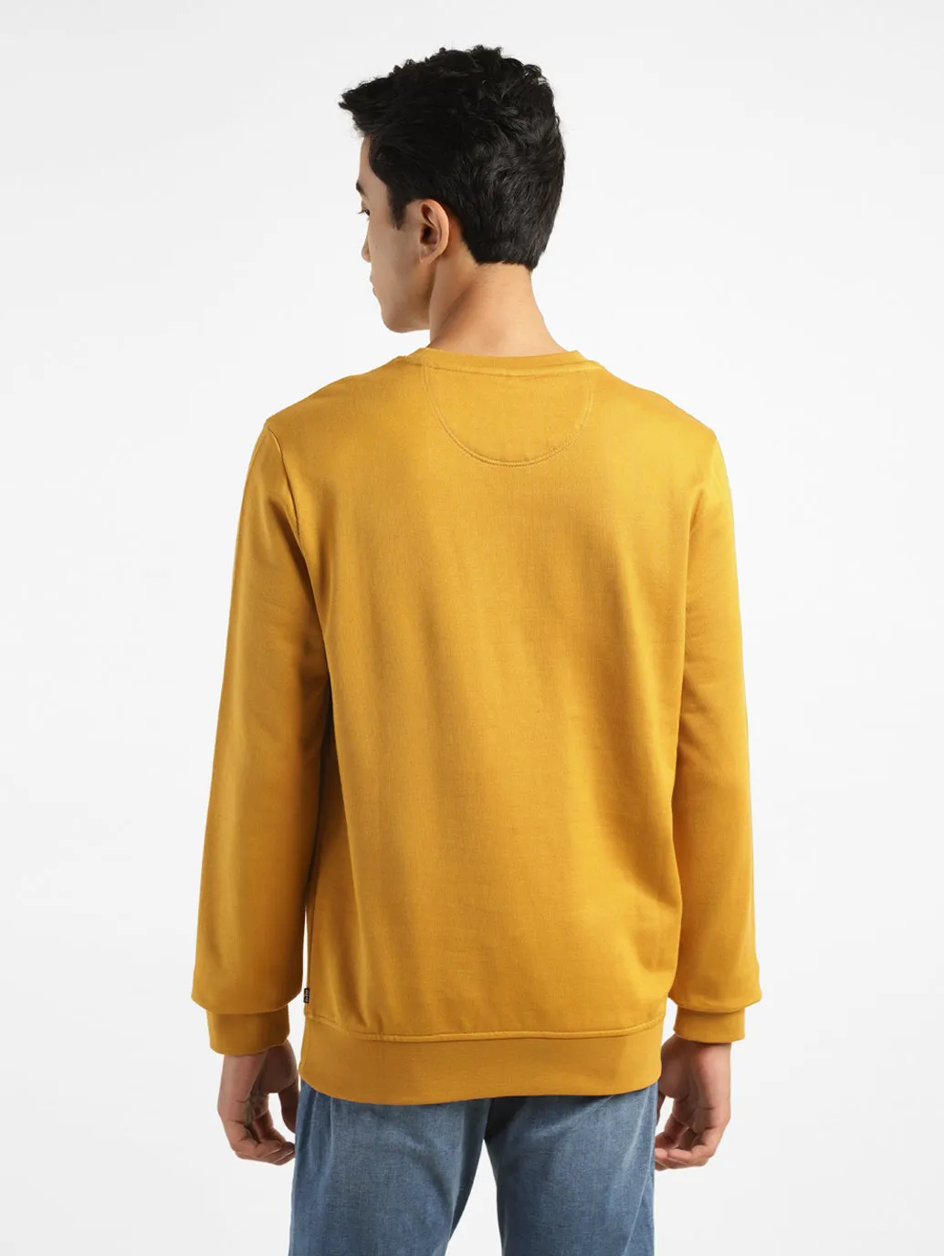 Men's Brand Logo Yellow Crew Neck Sweatshirt