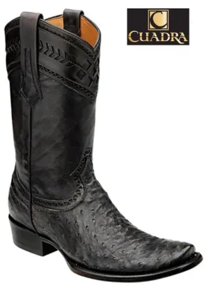 Men's CUADRA Boots Ostrich Black Semi-cuadrada - 1J30A1