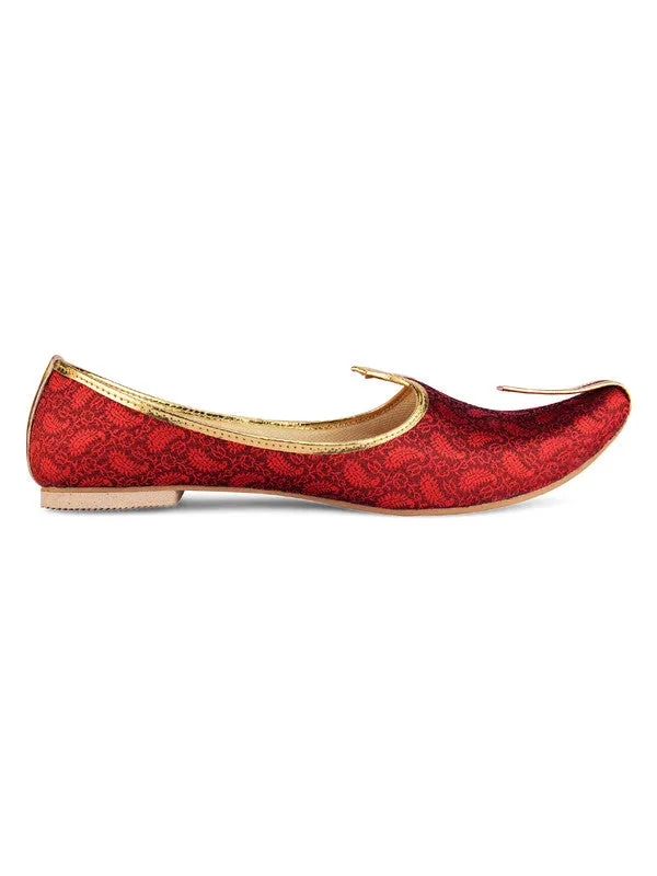 Men's Indian Ethnic Party Wear Red Footwear - Desi Colour