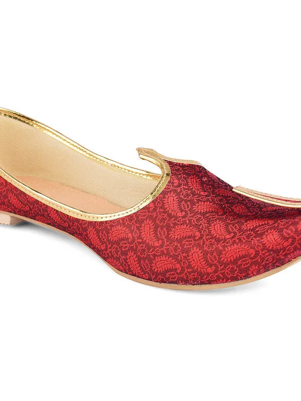 Men's Indian Ethnic Party Wear Red Footwear - Desi Colour