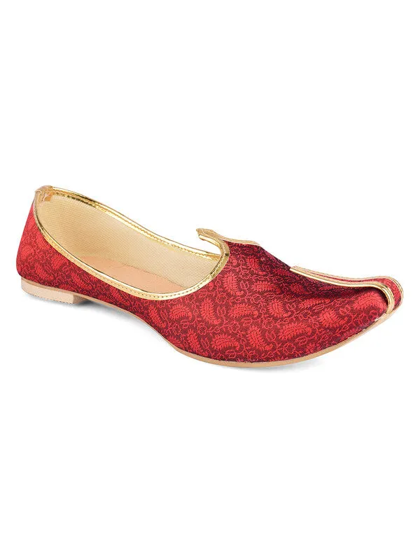 Men's Indian Ethnic Party Wear Red Footwear - Desi Colour