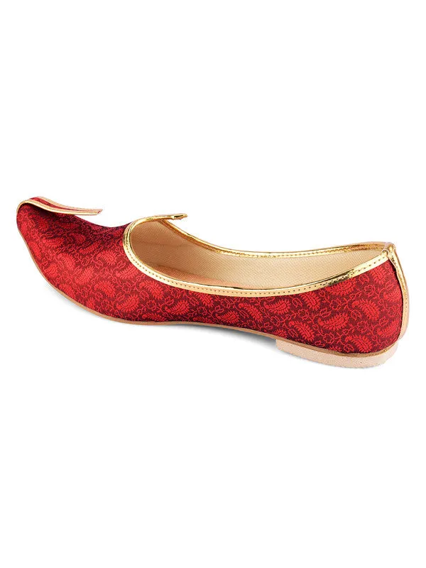 Men's Indian Ethnic Party Wear Red Footwear - Desi Colour