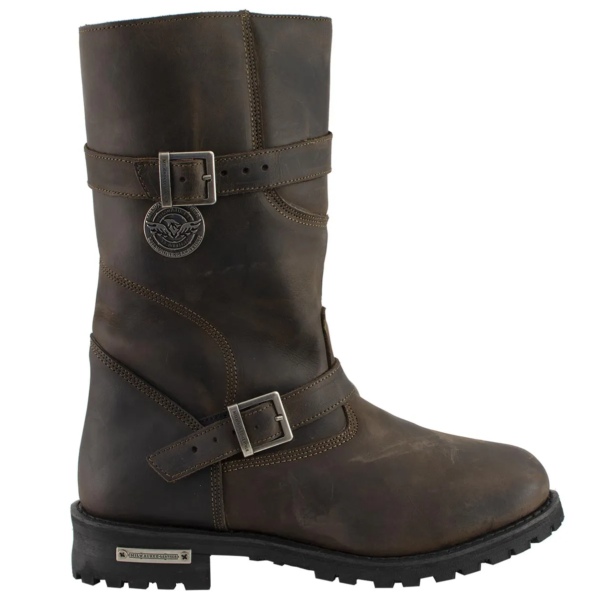 Milwaukee Leather MBM9063 Men's Classic ‘Distressed Brown’ Motorcycle Leather Engineer Boots