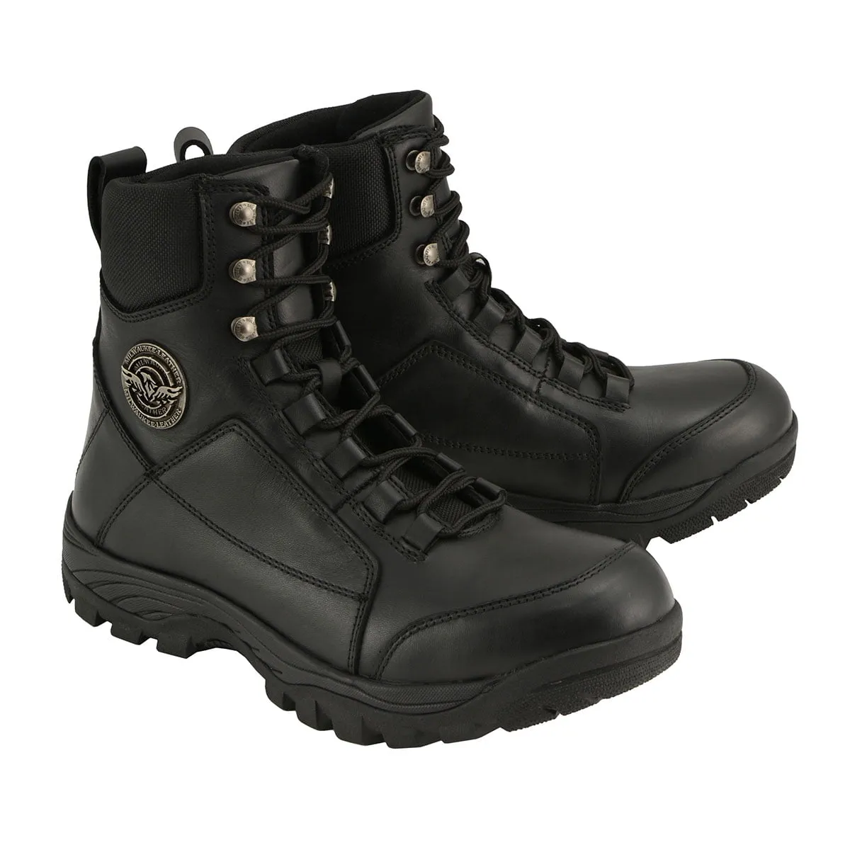 Milwaukee Leather MBM9081 Men’s Black Leather Swat Style-Tactical Lace-Up Motorcycle Riding Boots