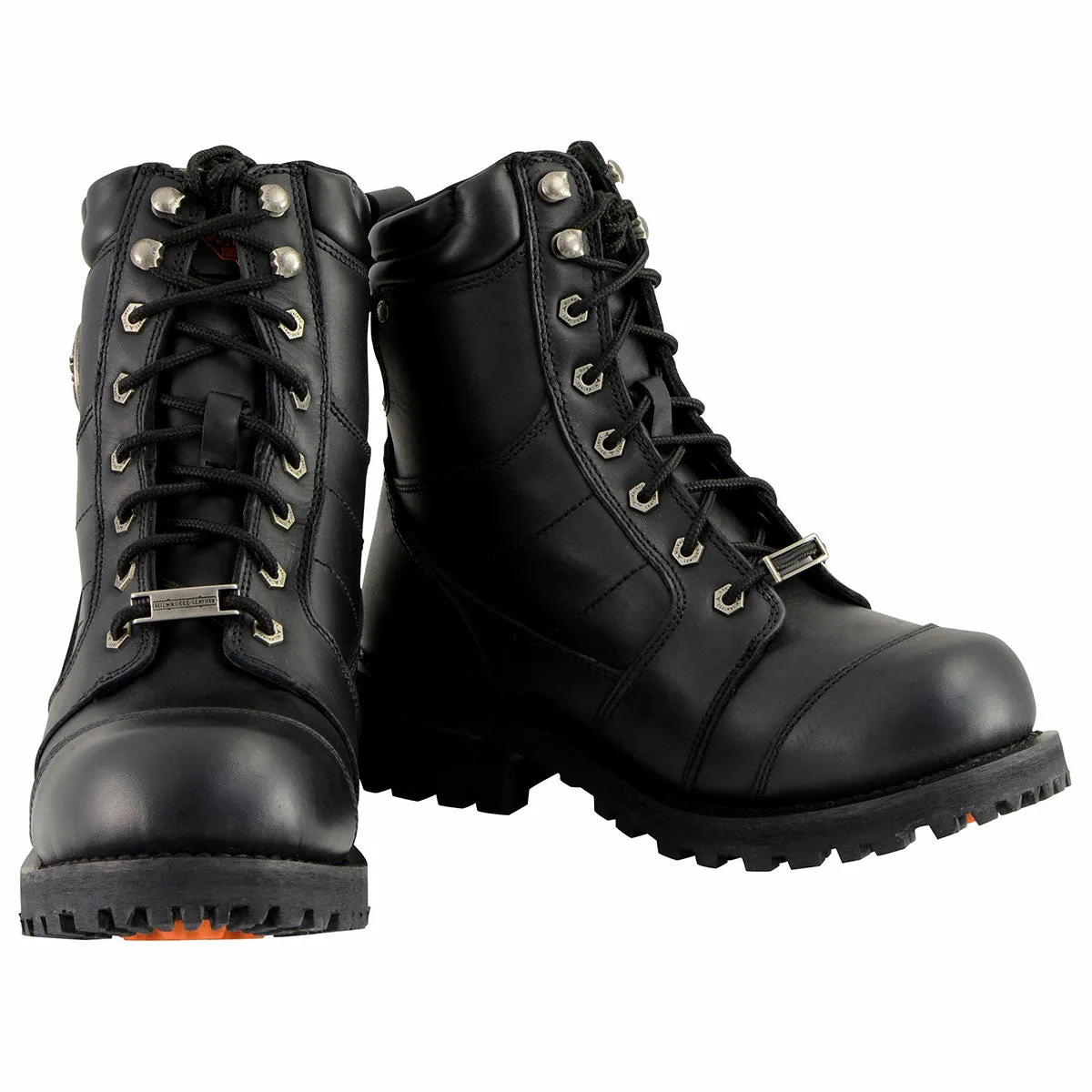 Milwaukee Leather Men's Classic Black Leather 8-inch Lace-Up Logger