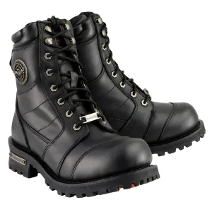 Milwaukee Leather Men's Classic Black Leather 8-inch Lace-Up Logger